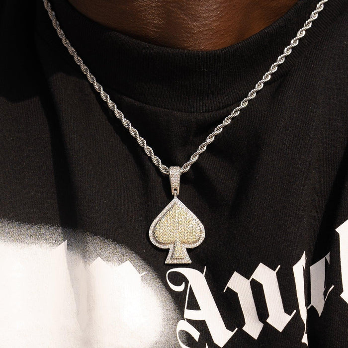 ICED ACE PENDANT - WHITE GOLD