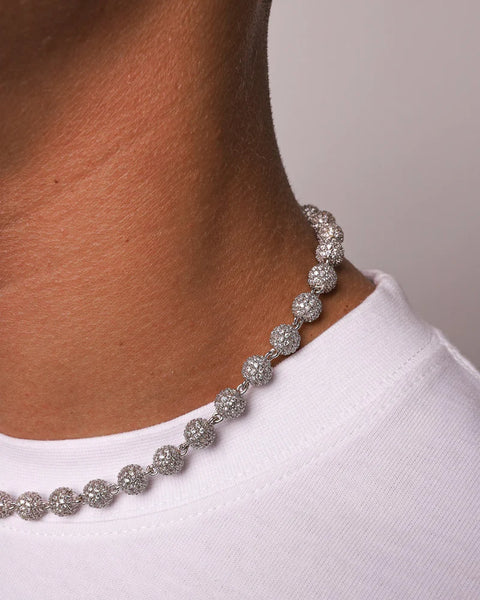 ICED BALL CHAIN. - WHITE GOLD