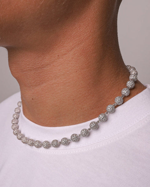 ICED BALL CHAIN. - WHITE GOLD