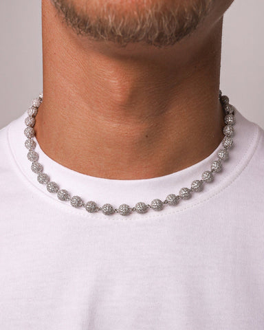 ICED BALL CHAIN. - WHITE GOLD