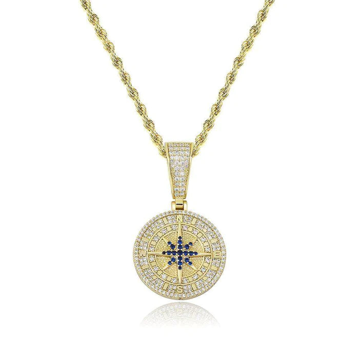 ICED COMPASS PENDANT - GOLD