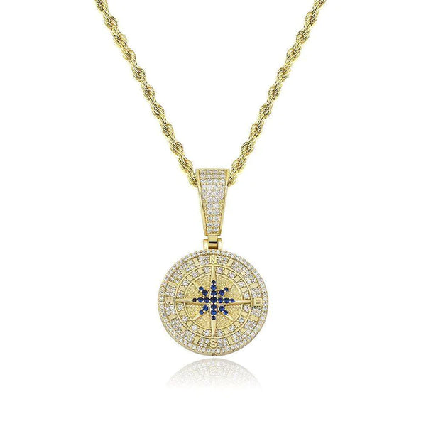 ICED COMPASS PENDANT - GOLD