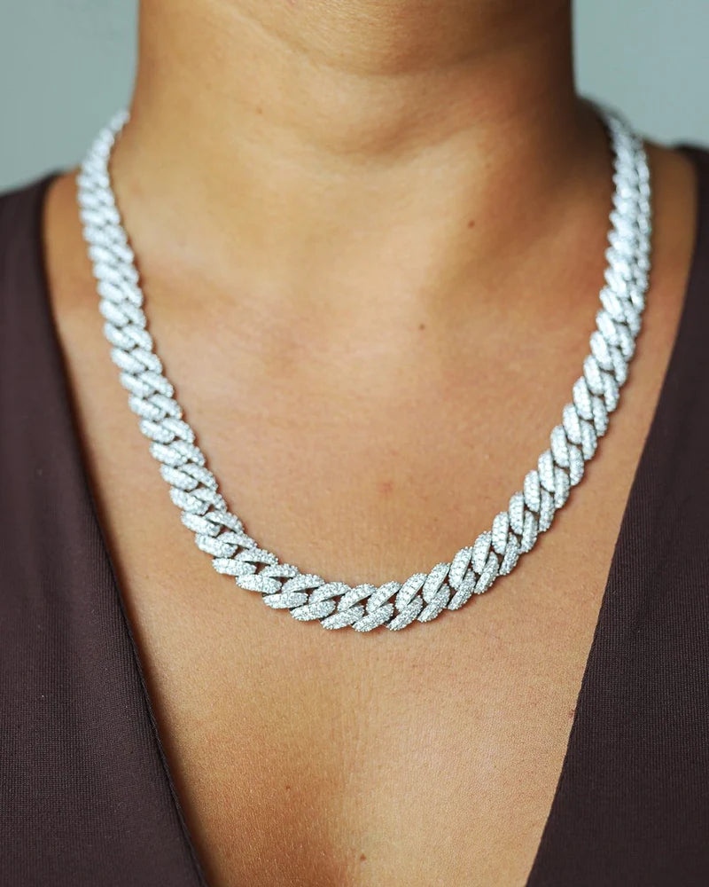 ICED CUBAN CHAIN. - 10MM WHITE GOLD