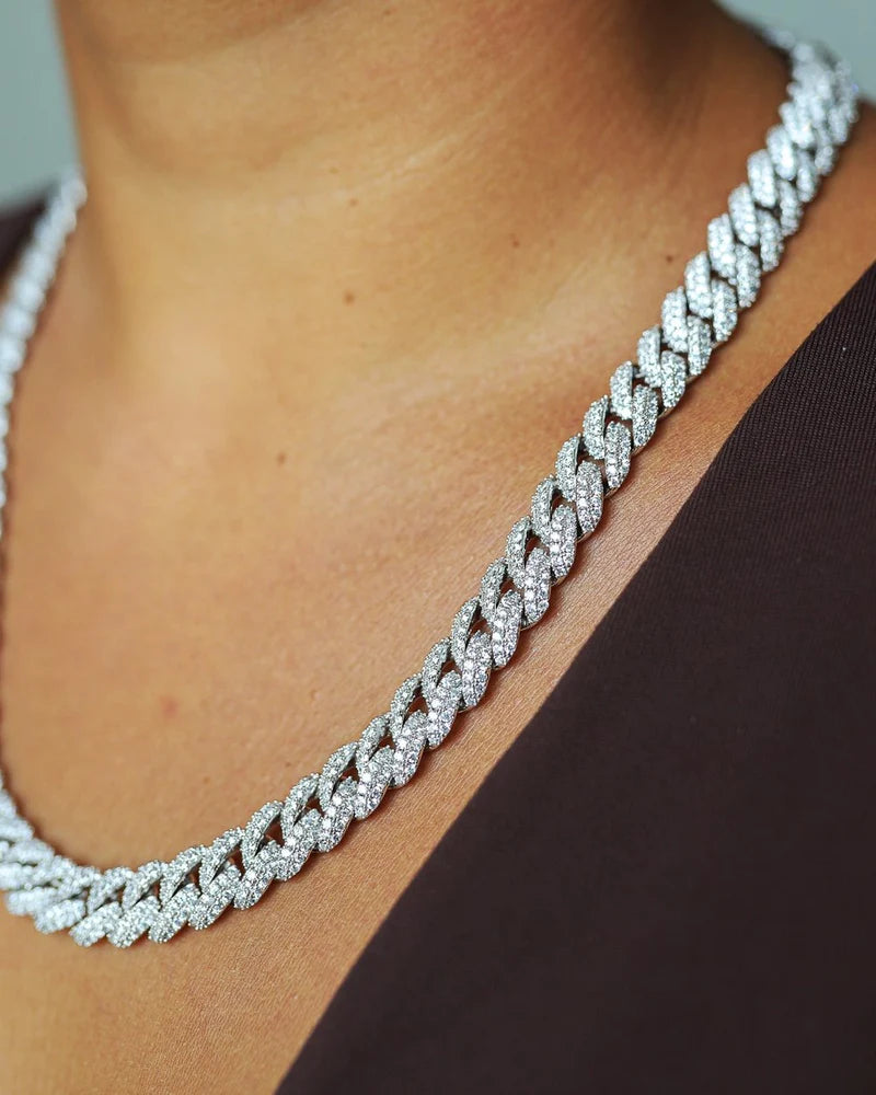 ICED CUBAN CHAIN. - 10MM WHITE GOLD