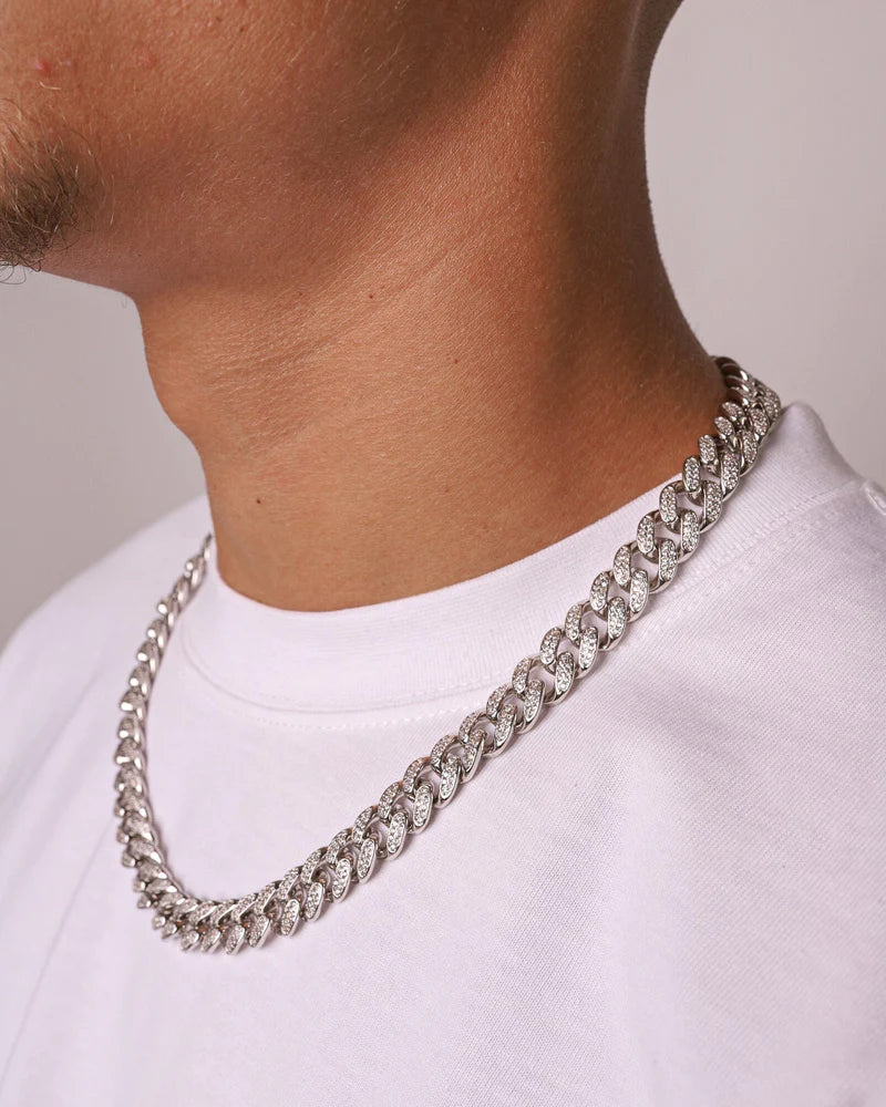 ICED CUBANA CHAIN. - 12MM WHITE GOLD