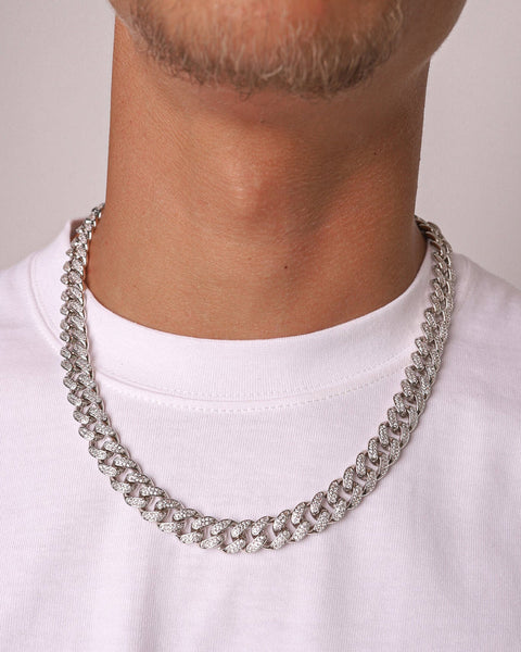 ICED CUBANA CHAIN. - 12MM WHITE GOLD