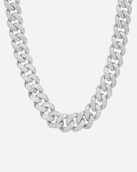 ICED CUBANA CHAIN. - 12MM WHITE GOLD