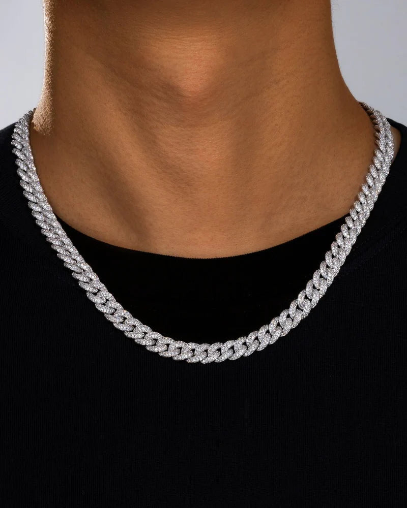 ICED CUBANA CHAIN. - 8MM WHITE GOLD