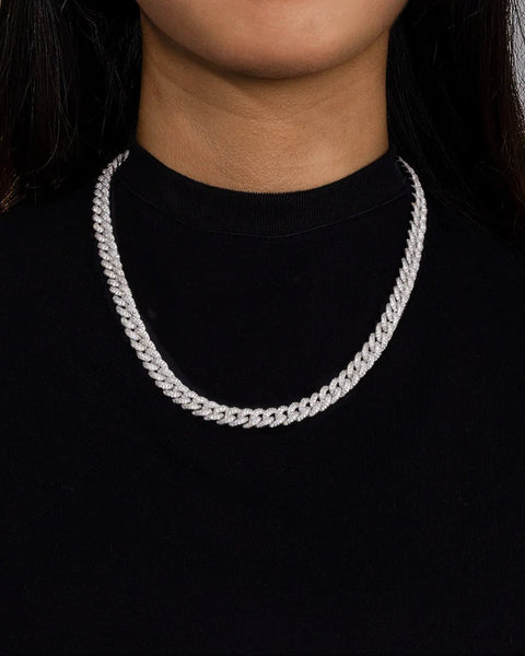 ICED CUBANA CHAIN. - 8MM WHITE GOLD