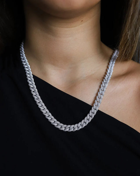 ICED CUBANA CHAIN. - 8MM WHITE GOLD