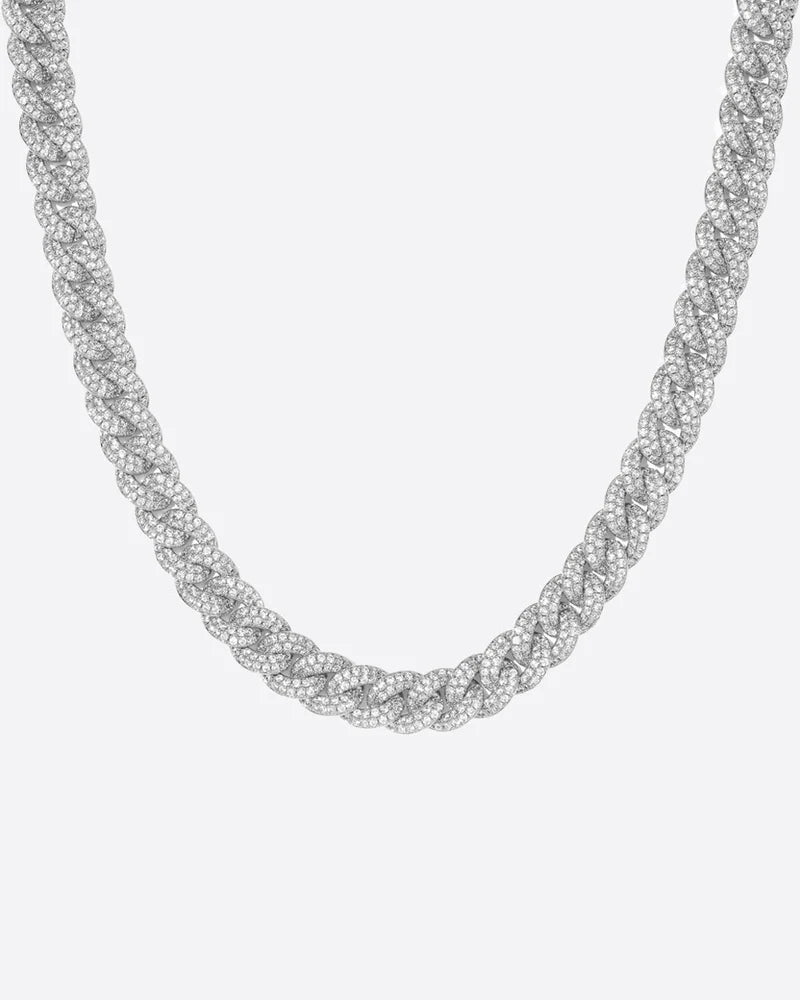 ICED CUBANA CHAIN. - 8MM WHITE GOLD