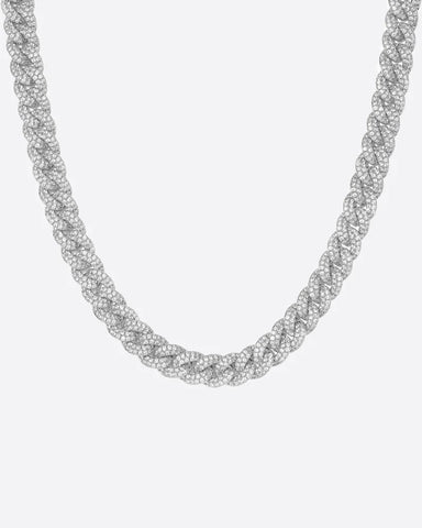 ICED CUBANA CHAIN. - 8MM WHITE GOLD