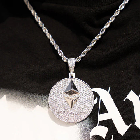 ICED ETHEREUM PENDANT - WHITE GOLD