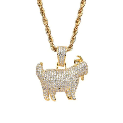 ICED GOAT PENDANT - YELLOW GOLD