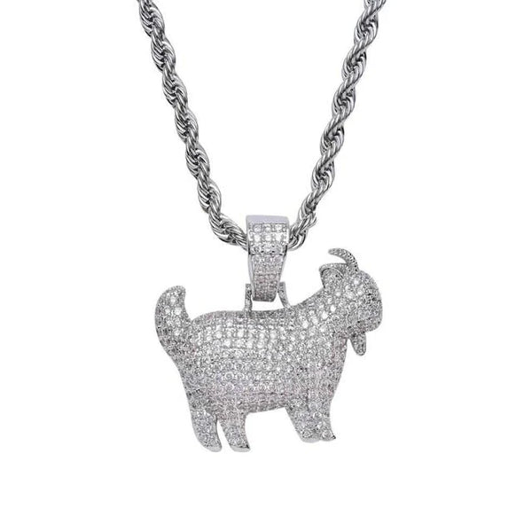 ICED GOAT PENDANT - WHITE GOLD