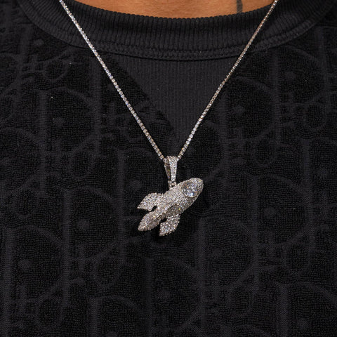 ICED ROCKET PENDANT - WHITE GOLD