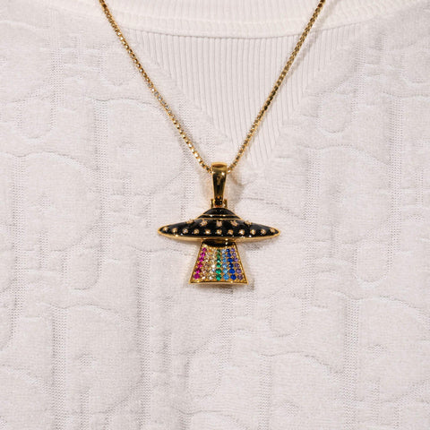 ICED UFO PENDANT - GOLD