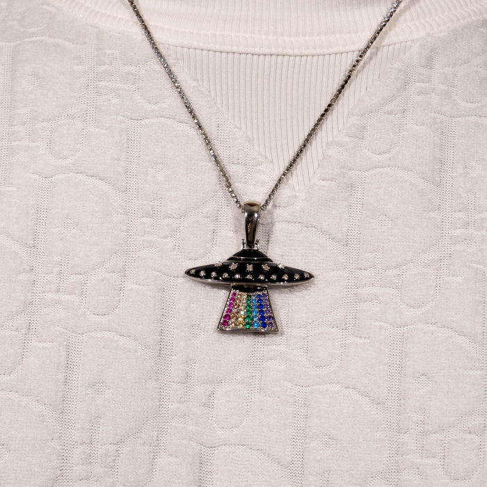 ICED UFO PENDANT - WHITE GOLD