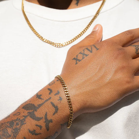 MICRO CUBAN CHAIN + BRACELET - GOLD