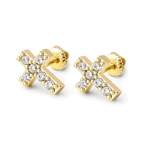 MINI CROSS EARRINGS - VERMEIL