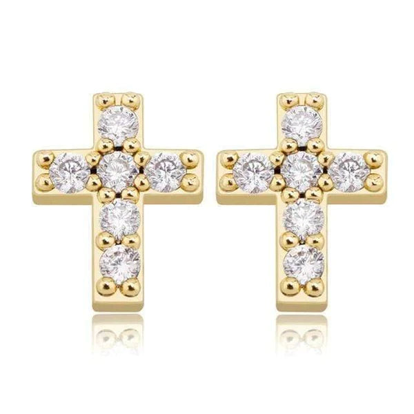 MINI CROSS EARRINGS - VERMEIL