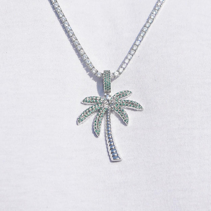 PALM TREE PENDANT - WHITE GOLD