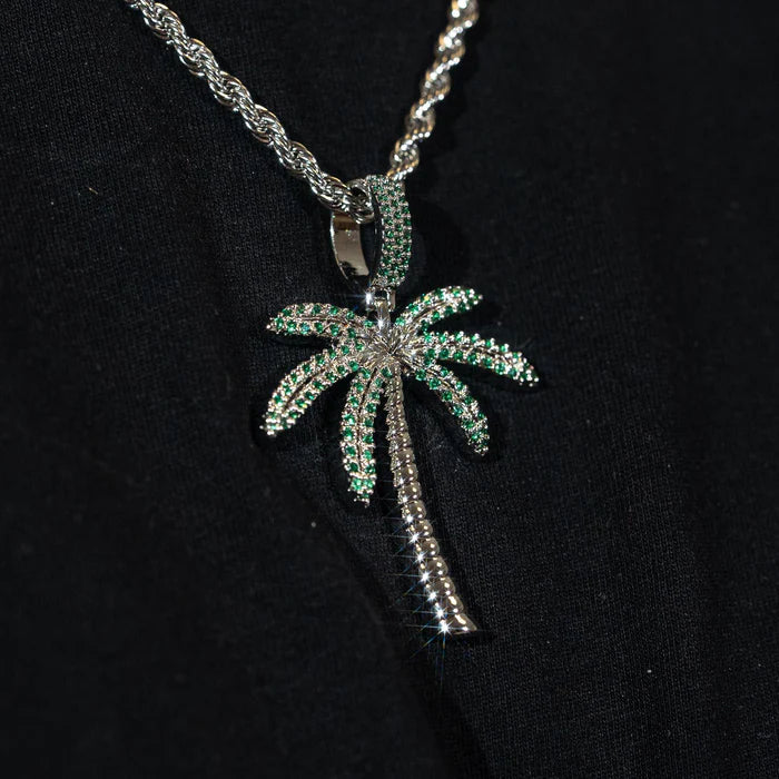 PALM TREE PENDANT - WHITE GOLD