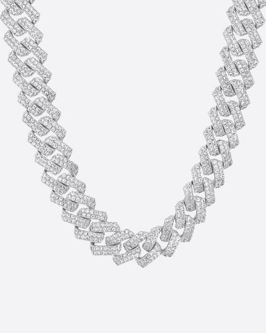 PRONG CHAIN. - 13MM WHITE GOLD