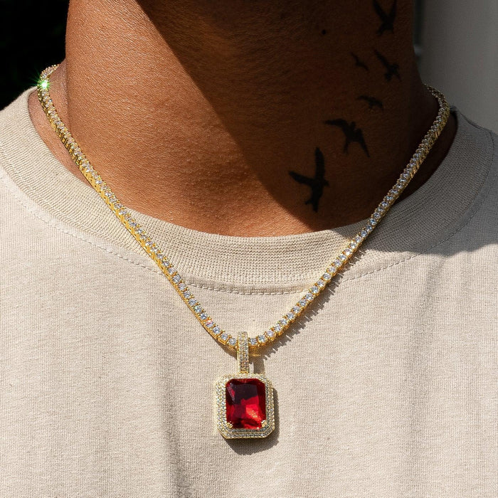 RUBY GEM PENDANT - GOLD