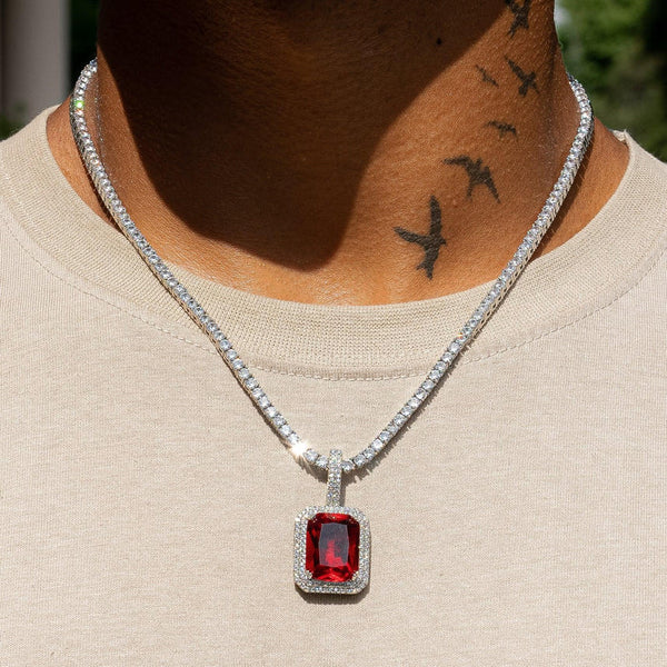 RUBY GEM PENDANT - WHITE GOLD