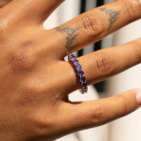 SINGLE ROW RING - PURPLE AMETHYST