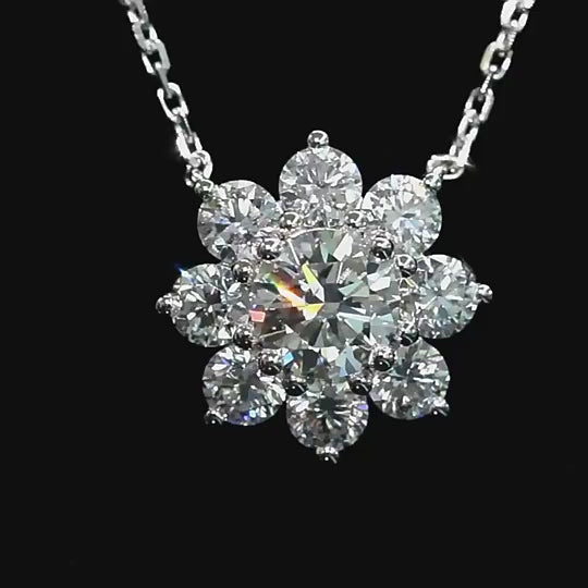 Sunflower Necklace Lab Diamond 18K White Gold