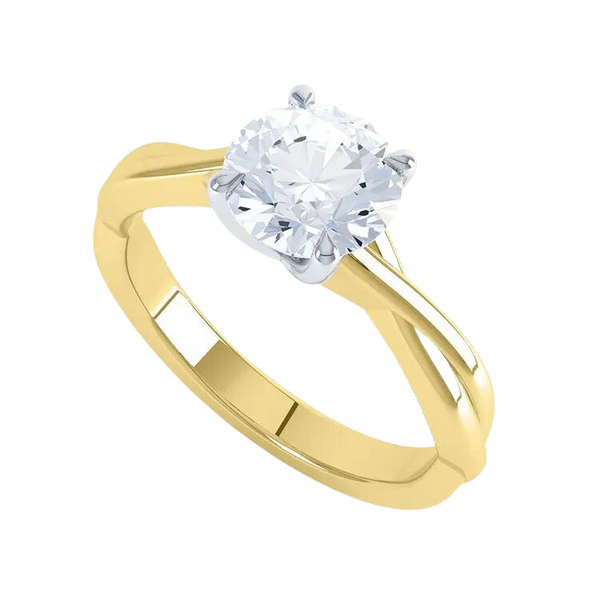 Gold Round Brilliant Cut Lab Grown Diamond Ring