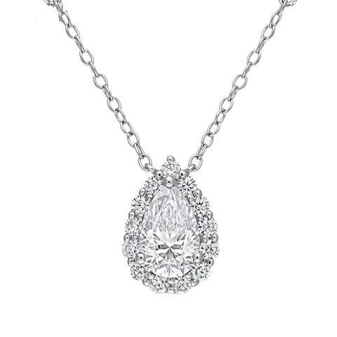 Luxury 18k White Gold Pear Cut  Diamond Necklace