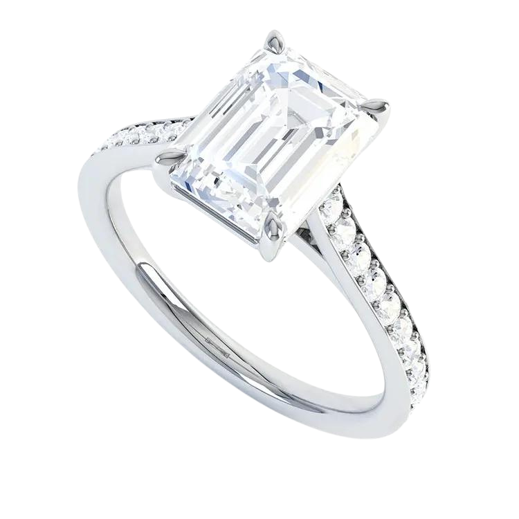 Luxury Emerald Cut Lab Grown Diamond Diamond Ring