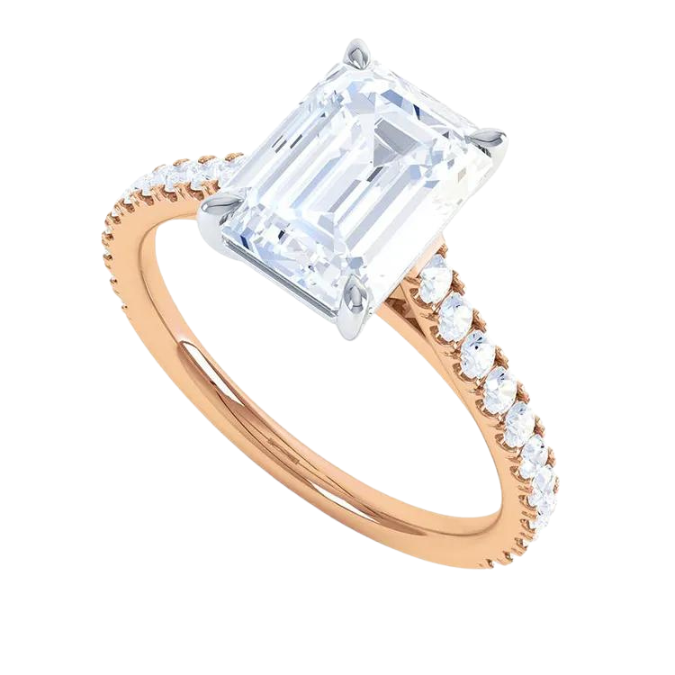 18k Gold Emerald Cut Lab Grown Diamond Ring