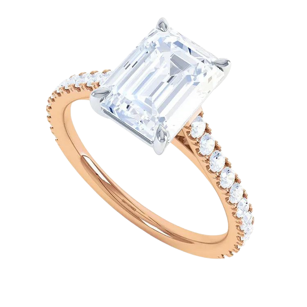 18k Gold Emerald Cut Lab Grown Diamond Ring