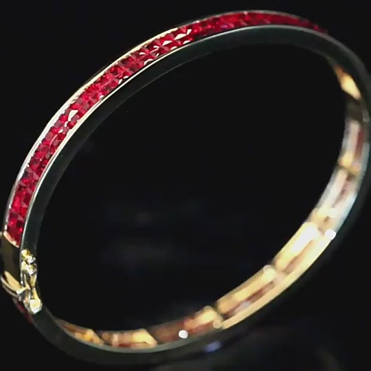 Natural Ruby 18k Gold Bangle Bracelet