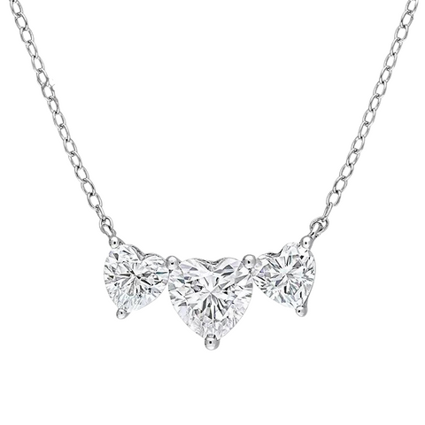 Luxurious Three Heart Diamond Necklace