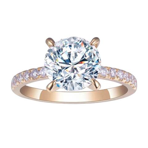 2.6Ct Round Engagement 18k Yellow Gold Lab Diamond Ring