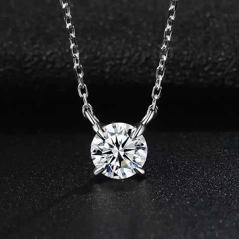 Lab Diamond Necklace 18K White Gold Round Cut