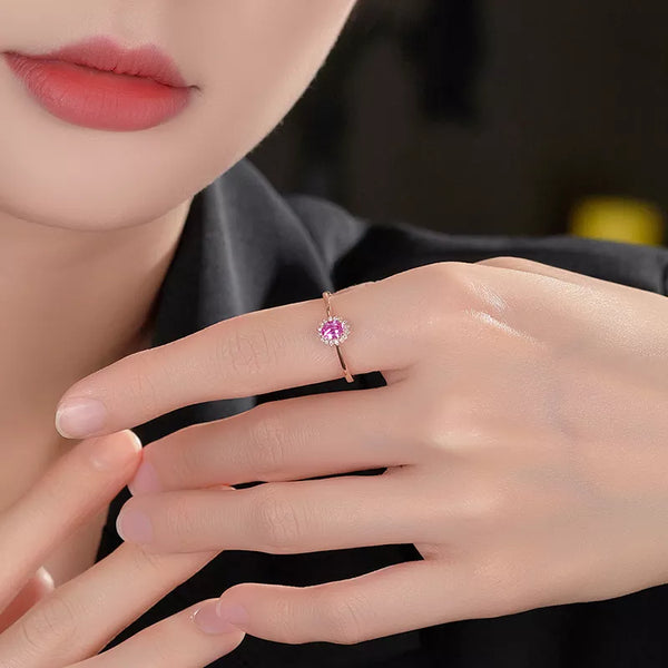 Pink Sapphire Natural Diamond Engagement Ring 18k Gold