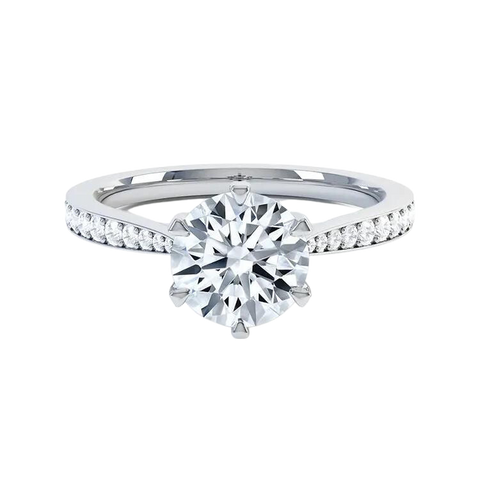 Designer 18k Gold Round Brilliant Cut Lab Grown Diamond Engagement Ring