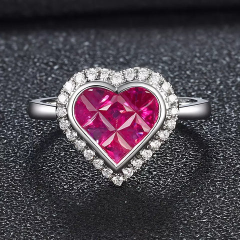 18k Gold Heart Natural Pink Sapphire Ring