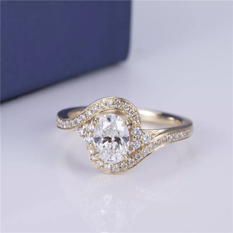 14k Yellow Gold Oval Engagement Diamond Ring