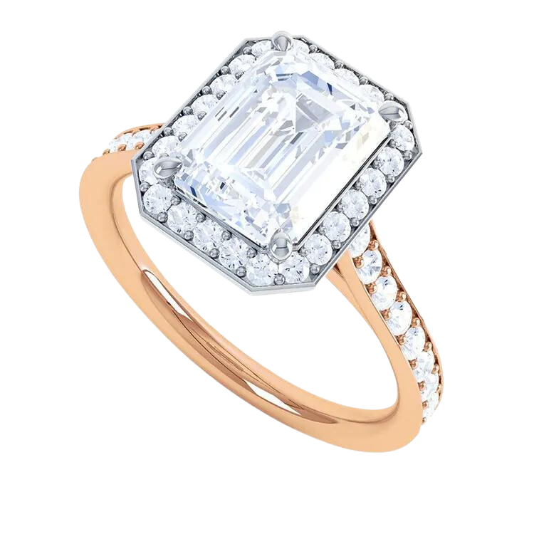 Gold Emerald Cut Diamond Ring