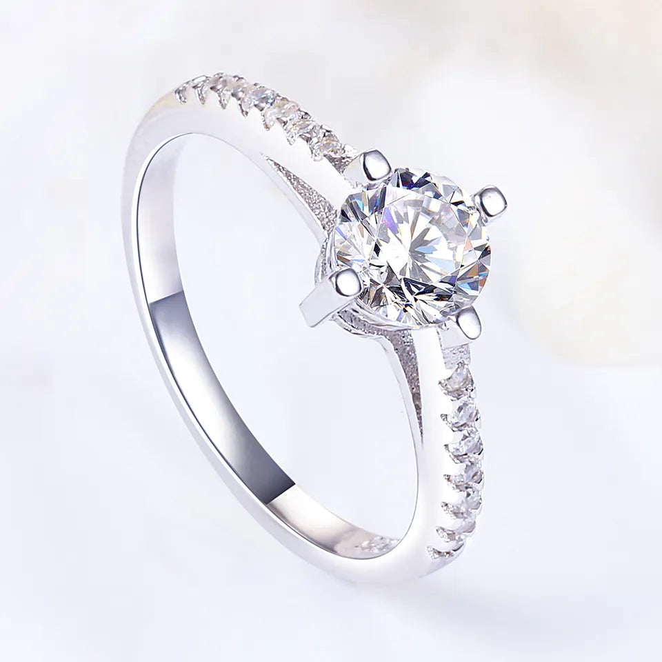 925 Silver Zircon 4 Prong Ring