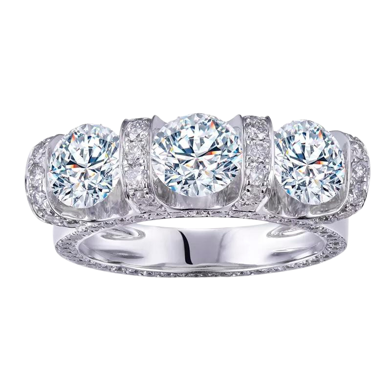 18K White Gold Three-Stone Diamond Ring