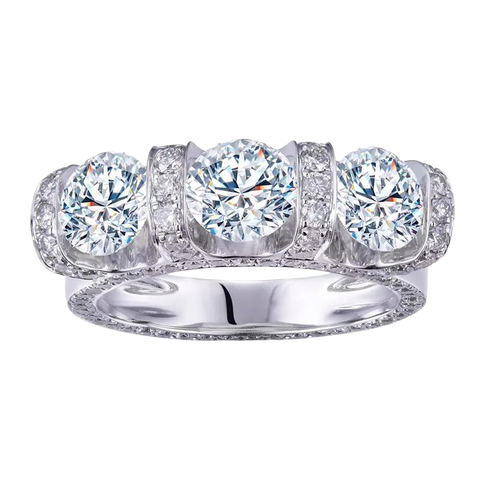 18K White Gold Three-Stone Diamond Ring