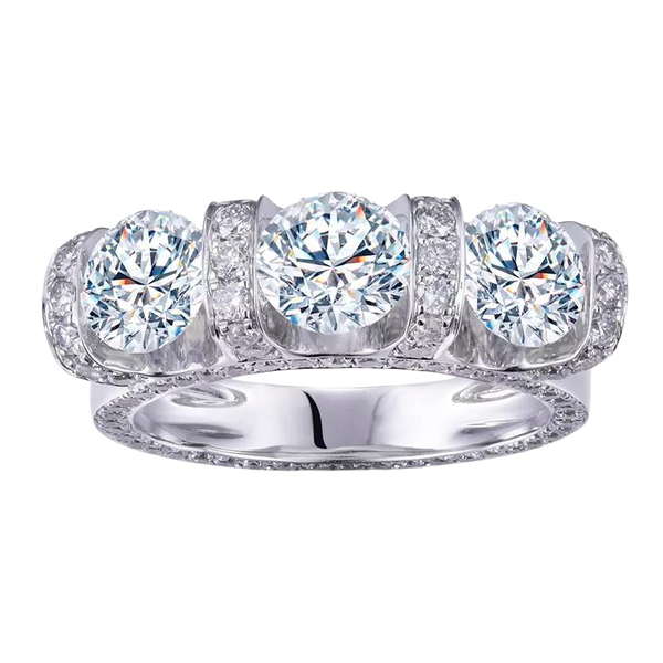 18K White Gold Three-Stone Diamond Ring